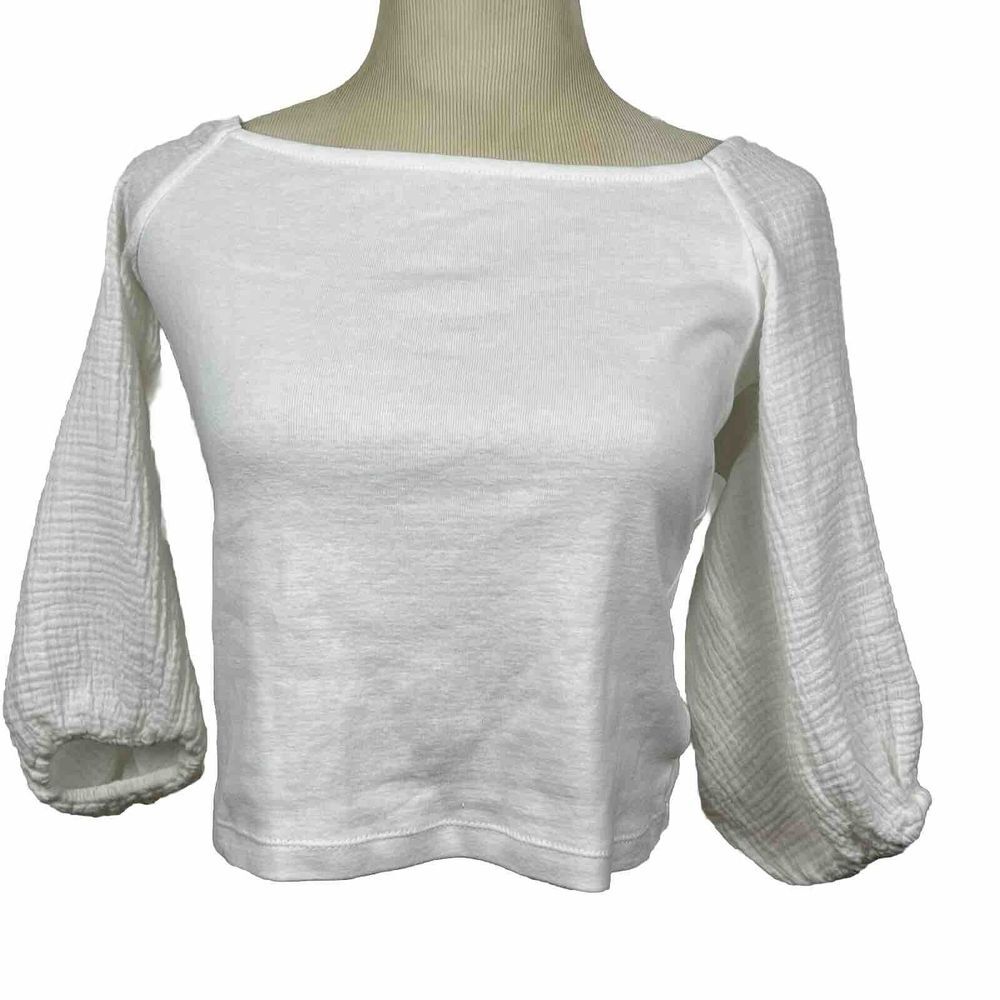 Sanctuary‎ Square Neck Top Women Small White Gauze Balloon Sleeve Boho Summer
